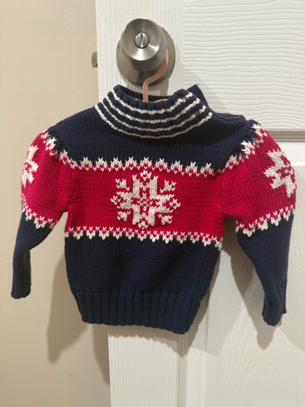 Chaps Navy, Red & Cream Baby Snowflake Knit Sweater